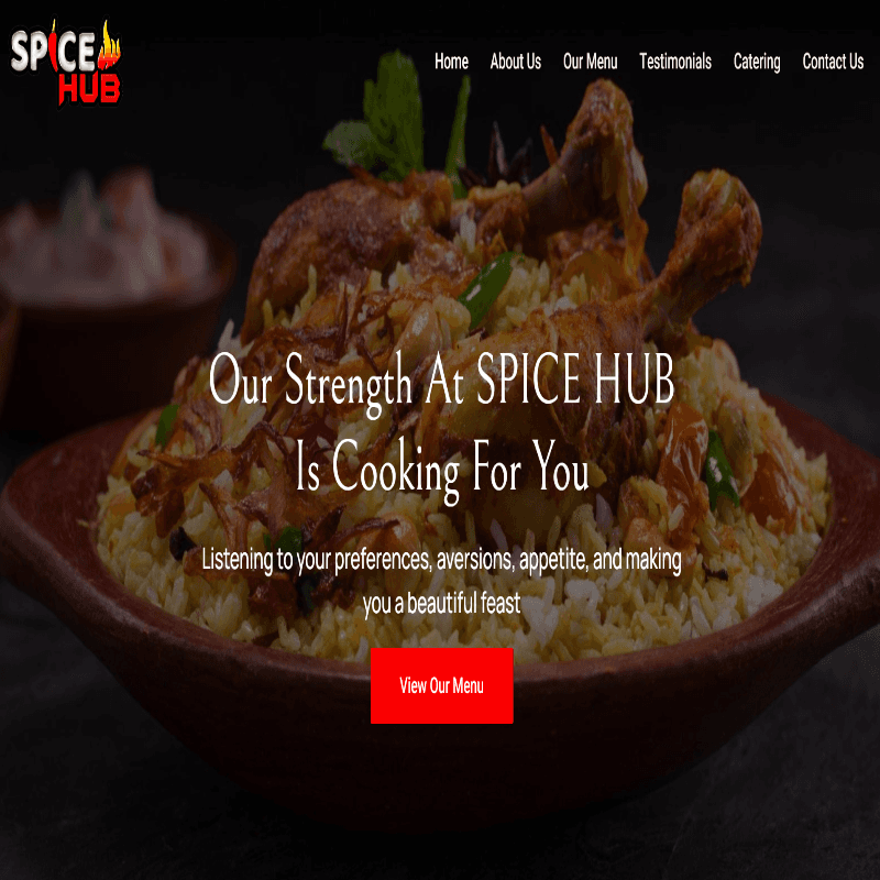 Restaurant Landing Page for SpiceHub